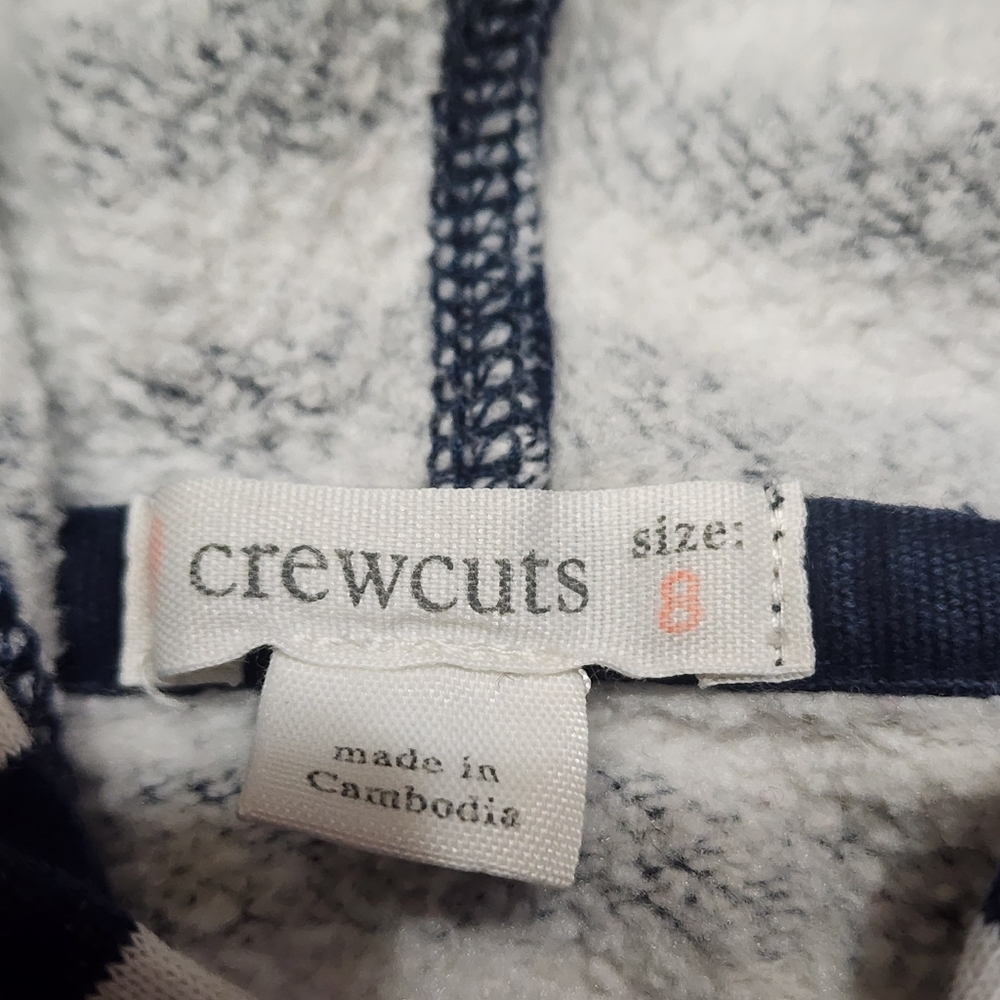 Crewcuts striped hoodie navy blue white rainbow zip up sweatshirt 8 - Picture 4 of 8